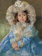Mary Cassatt Mageter in the blue dress painting